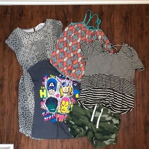 Bundle Girls Size 8 M Dress Tee Tank Shorts Camo Marvel Full Tilt H & M